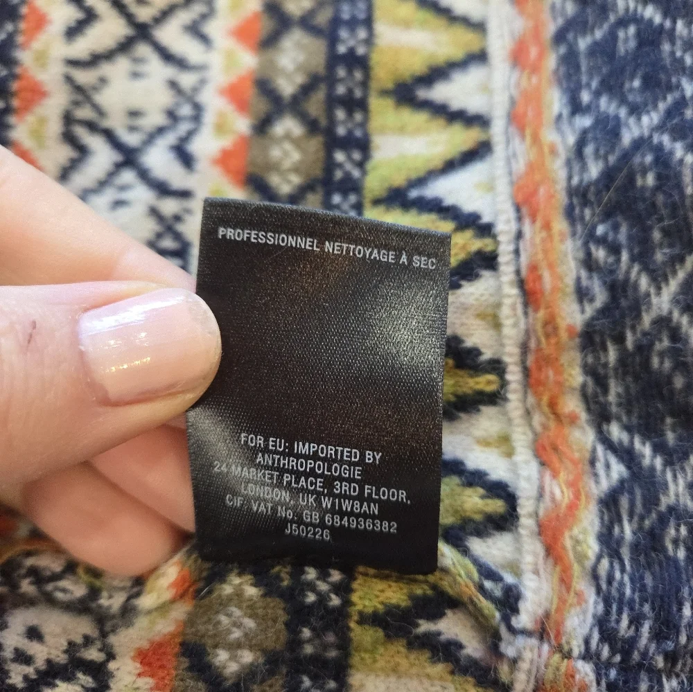 Anthro Angel of the North Faux Fur Collar Long Cardigan Lambswool Sweater XS - Picture 7 of 13